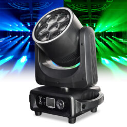 7x40W RGBW 4in1 LED Mini Bee Eye Zoom Wash Moving Head Light with High Intensity LEDs, Strobe, Ring LED Macro Effects, DMX512 with RDM, Sound Activated, Auto Modes for Stage, Disco, DJ, Party Club Bar