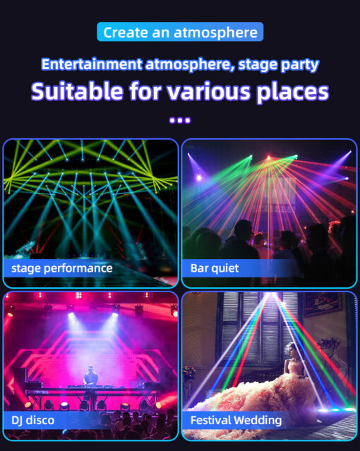 Flashback Events DJ Lights 36W Beetle Baby Beam Party Lights 360 Degree Rotating Moving head Stage Light with Remote DMX control for Bars Clubs KTV Festivals Christmas Halloween Birthday House Rave Parties