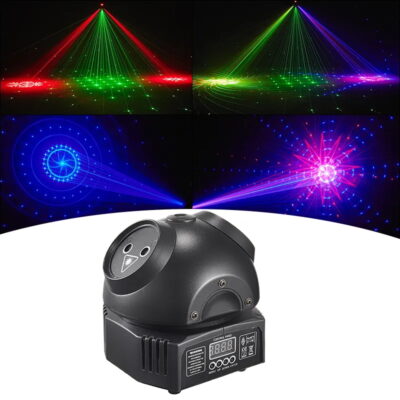 Flashback Events DJ Lights 30W Beetle Baby Laser Party Lights 360 Degree Rotating Moving head Stage Light with Remote DMX control for Bars Clubs KTV Festivals Christmas Halloween Birthday House Rave Parties