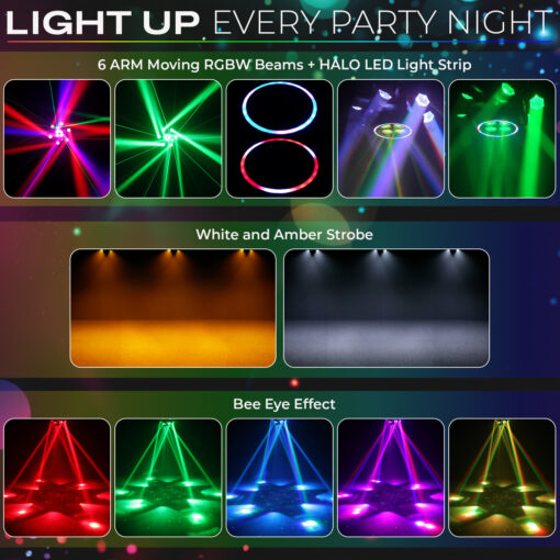 Moving Head DJ Lights Beam LED RGBW Stage Lighting Effects Sound Activated Strobe Wash Gobo Spot Disco Party Club DMX512 9/11 Channel 230W Prism 360 Rotation Compact Portable Wireless Bluetooth Remote Controlled Wedding Church Concert Bar Event Band Truss Kit Moving Head DJ Lights Beam LED RGBW Stage Lighting Effects Sound Activated Strobe Wash Gobo Spot Disco Party Club DMX512 9/11 Channel 230W Prism 360 Rotation Compact Portable Wireless Bluetooth Remote Controlled Wedding Church Concert Bar Event Band Truss Kit Moving Head DJ Lights Beam LED Stage Lighting Effects Party Disco Strobe RGBW DMX512 Sound Activated Club Show Wash Uplights 230W 8 Facet Prism 360 Degree Rotation Intelligent Gobo Spot Compact Portable High Power Wireless Bluetooth Remote Controlled Wedding Church Events Live Concert Bar Pub Dance Floor Professional Lighting Equipment Controller Compatible 9/11 Channel DMX Small Venues Bands Festivals Raves Nightclub Performance Laser Lights Visuals Light Show Setup Kit Truss Mount 6 Arms DJ Mobving Head Light Six 6-arm dj light 6 arm light helicopter dj light helicoptero luz de dj dj light bee eye moving head light stage moving head dj bee eye light rgbw stage light multiple effects bee eye sound activated moving head zoom wash beam gobos prism strobe dmx512 hawkeye bee eye light infinite rotation spot light petal beam wash voice sync led fixture wedding dj bee eye church stage light party beam spot halloween club wash concert uplight