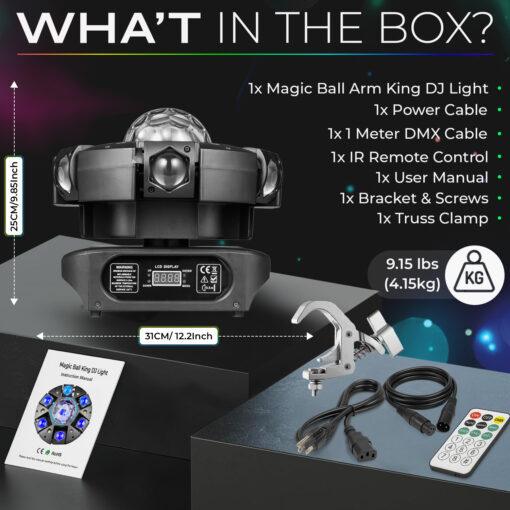 Flashback Events DJ light what’s included in the box clamp remote DMX cable