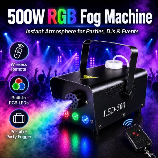Fog Machine 500W 2000CFM with RGB LED Lights