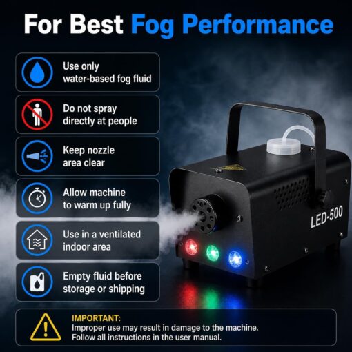 Fog Machine 500W 2000CFM with RGB LED Lights