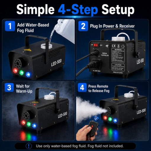 Fog Machine 500W 2000CFM with RGB LED Lights