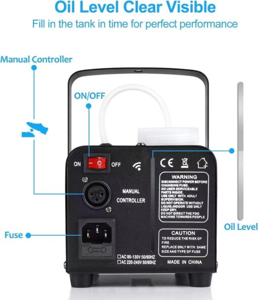 Fog Machine 500W 2000CFM with RGB LED Lights