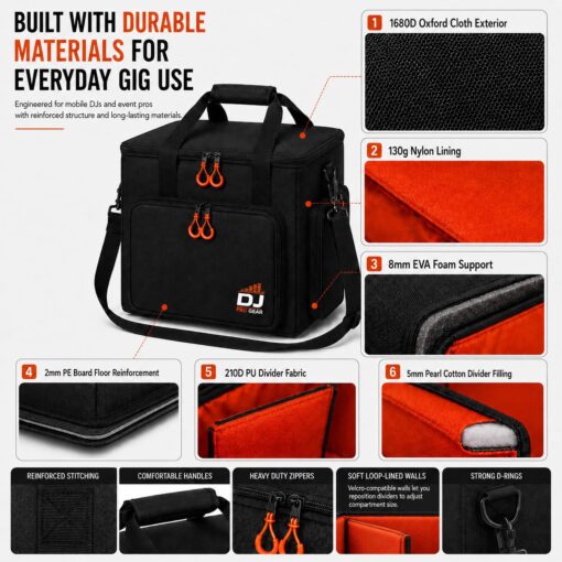 Flashback Events DJ gear bag with adjustable dividers